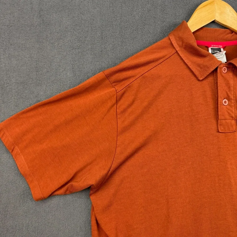 The North Face Polo Shirt Mens XL Burnt Orange Short Sleeve VaporWick Breathable